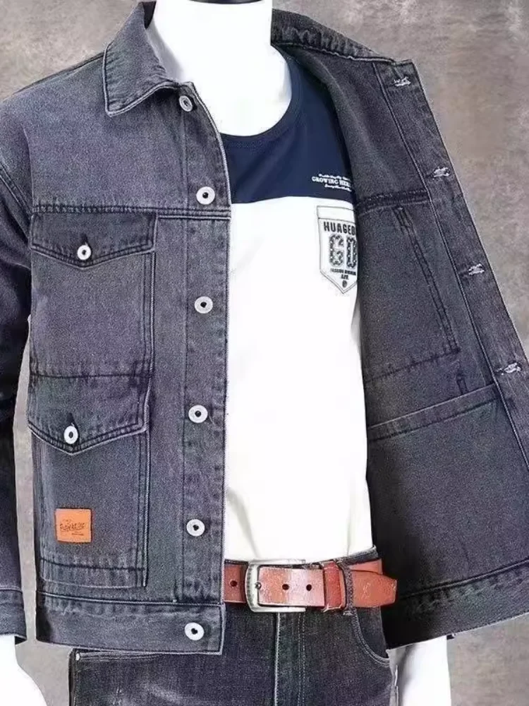 

Модные мужские джинсовые джинсы свободного кроя, весенние новые универсальные джинсы с простым воротником большого размера, повседневная одежда