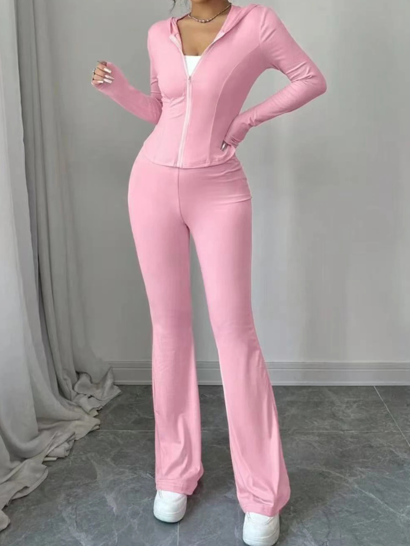 2025年 レディース カジュアル 秋 ジャンプスーツ ラペル 長袖 無地 ジッパー スポーティ レギュラーフィット ジャンプスーツ