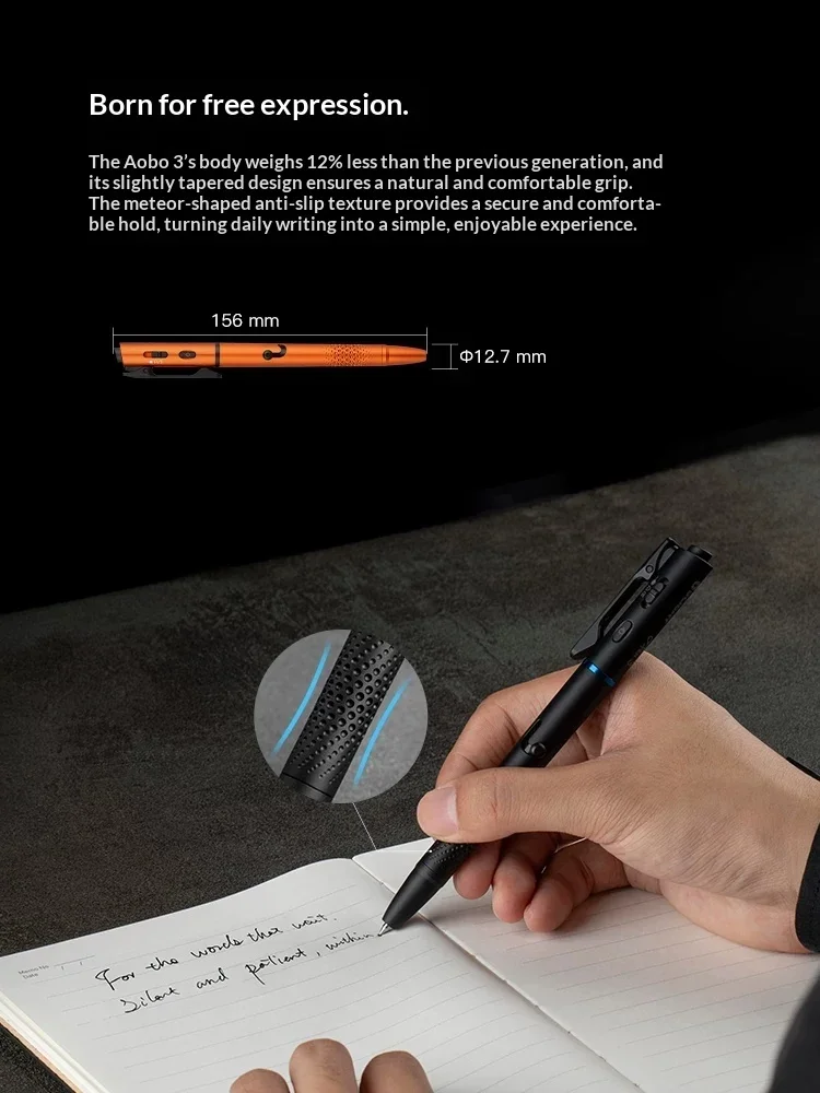 OLIGHT O'Pen 3 Multifunctional Pen Light Black Class 1 Rechargeable Writing Pen LED Light for Daily Carry Work and Outdoor Use