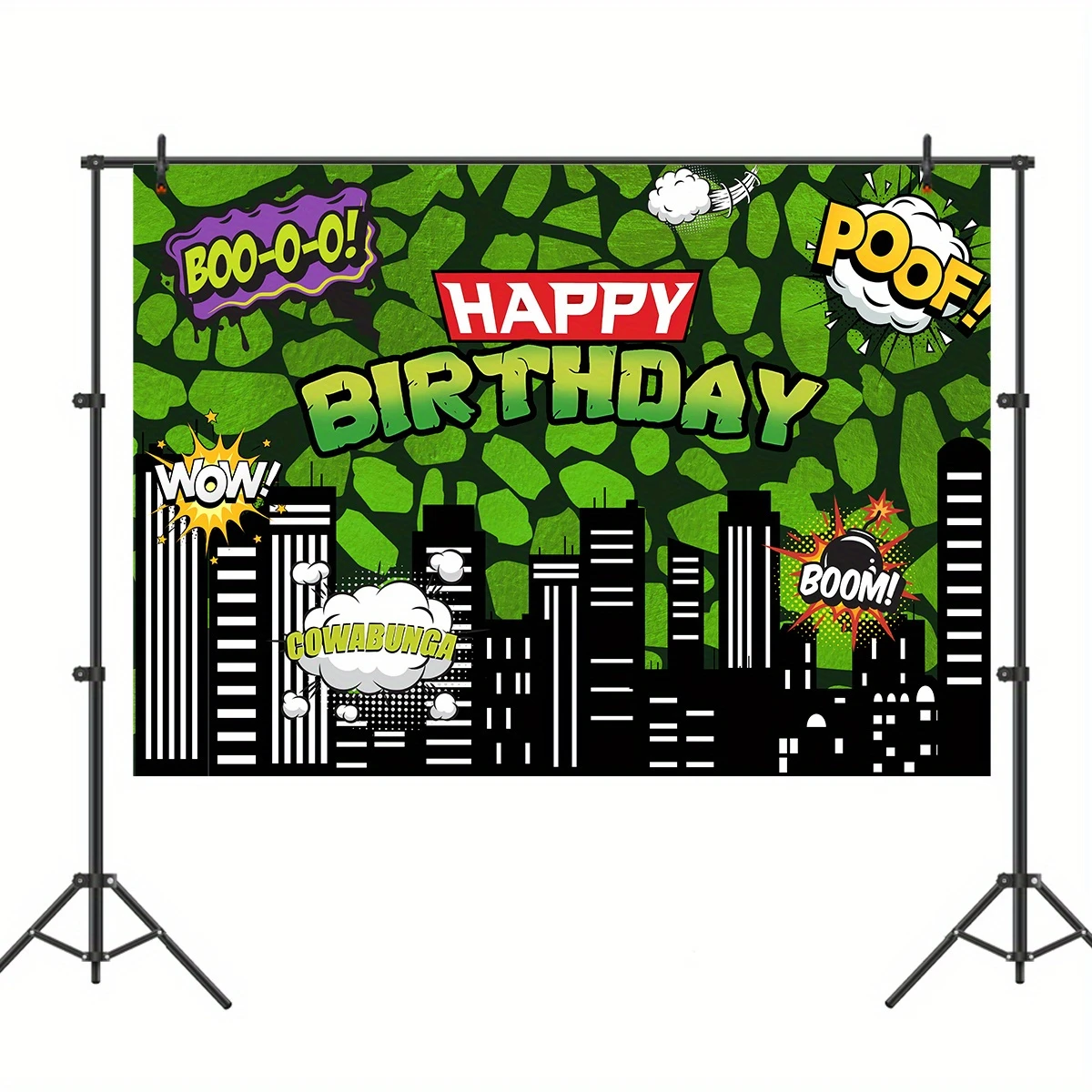 1pc Green Turtle Birthday Background - perfect for boy birthday parties, boy photo booths and birthday banner decorations