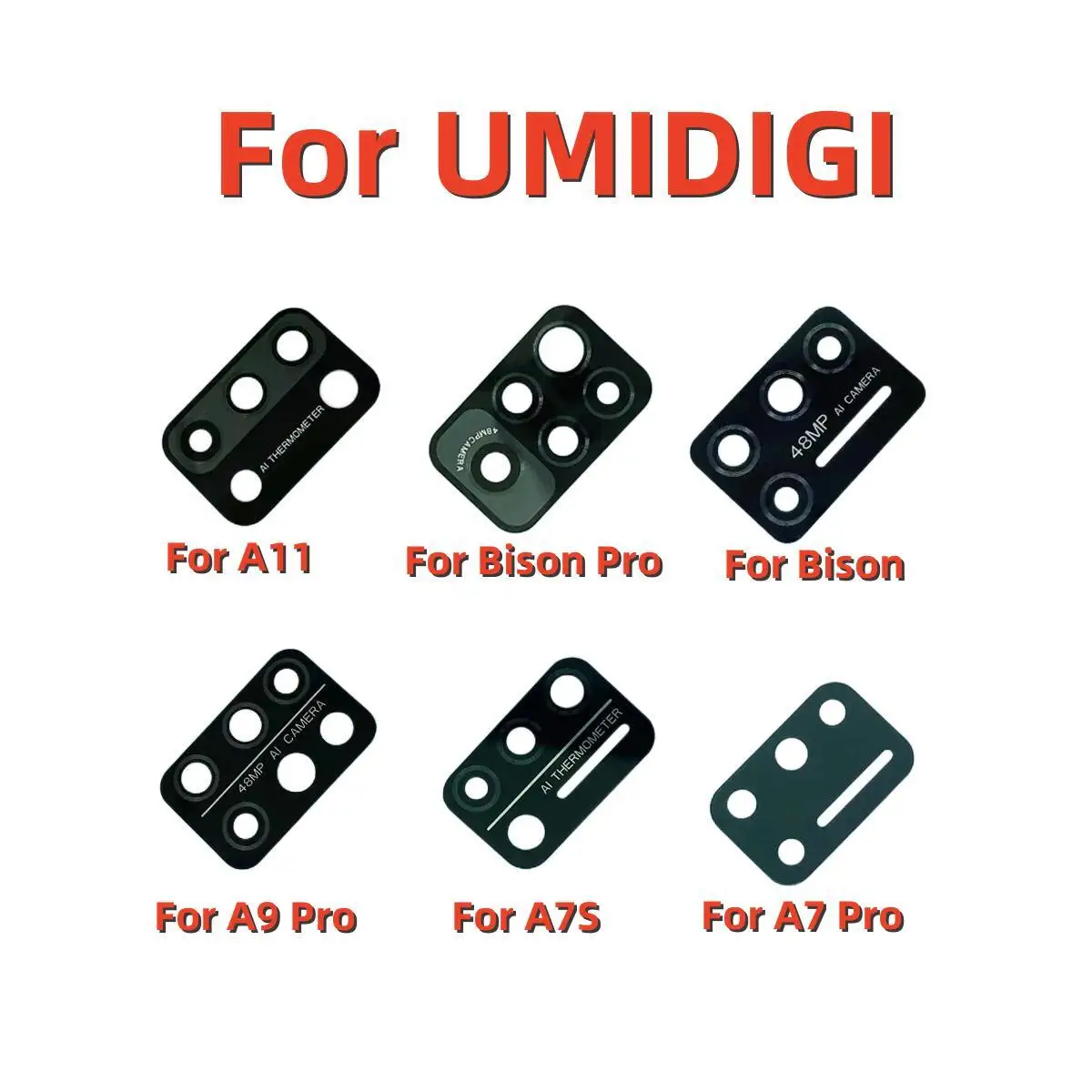 

Поп-оригинальный новый для UMIDIGI A7 Pro/Bison/Bison Pro/A11/A7S/A9 Pro/A11Pro Max Объектив задней камеры Стеклянная крышка объектива + Gl