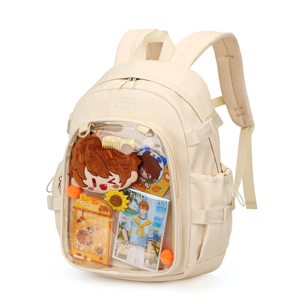 Japanese Style Cartoon Backpack Personalized Transparent College Style Student Female Large Capacity Casual Backpacks Girls