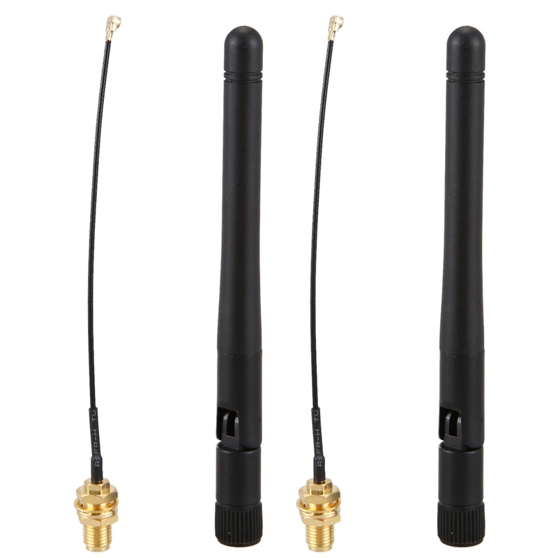 

2X 433Mhz Antenna 3Dbi GSM RP-SMA Plug Rubber Waterproof Lorawan Antenna + IPX To SMA Small Cable Extension