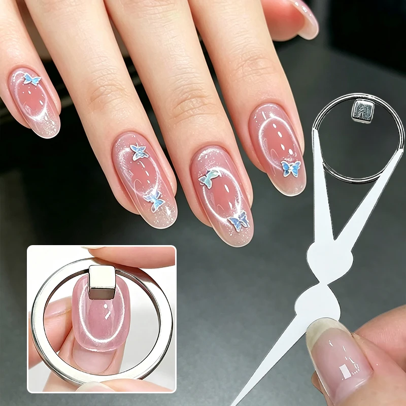 Ímã em Formato de Buraco Negro para Efeito Olho de Gato em Unhas, Anel Magnético para Efeito Olho de Gato Oco, Ferramenta para Manicure com Esmalte em Gel Magnético