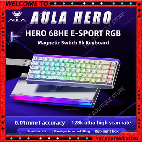 New AULA HERO 68HE AIR INSTOCK 3-Mode Magnetic Switch Gaming Keyboard&amp;Mouse E-sport Custom Mechanical Wired Keyboard Accessories