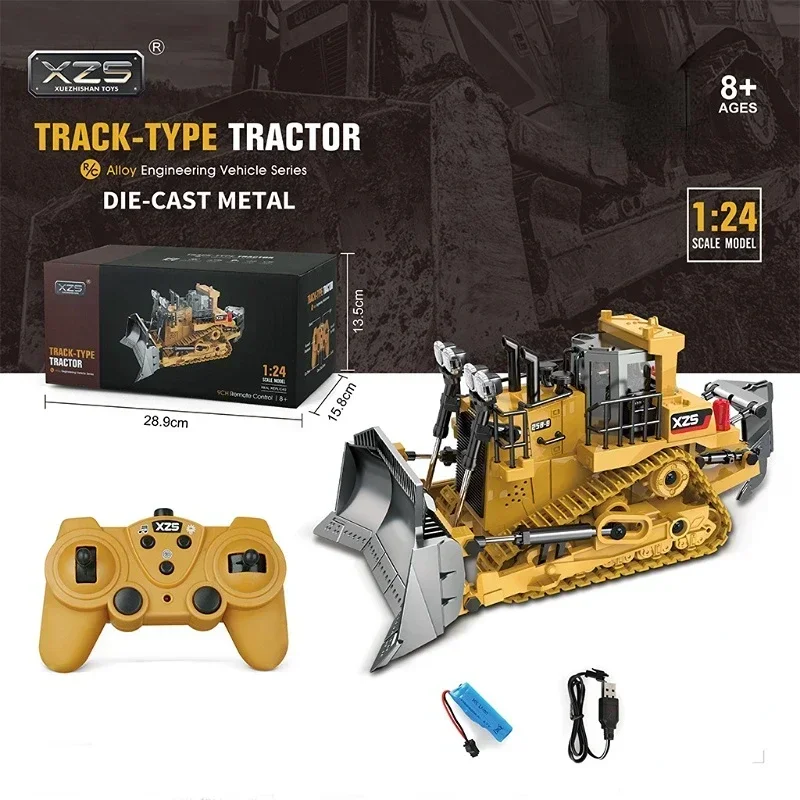 Modelo de escavadeira de esteira, liga fundida 1:24, pista de engenharia rastreada, coleção de alta simulação, brinquedos de metal para meninos, presente para crianças