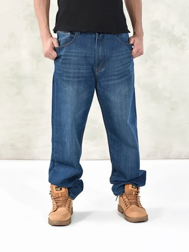 

New jeans men's upsized large size European and American classic fashion hip-hop hundred with straight pants baggy jeans