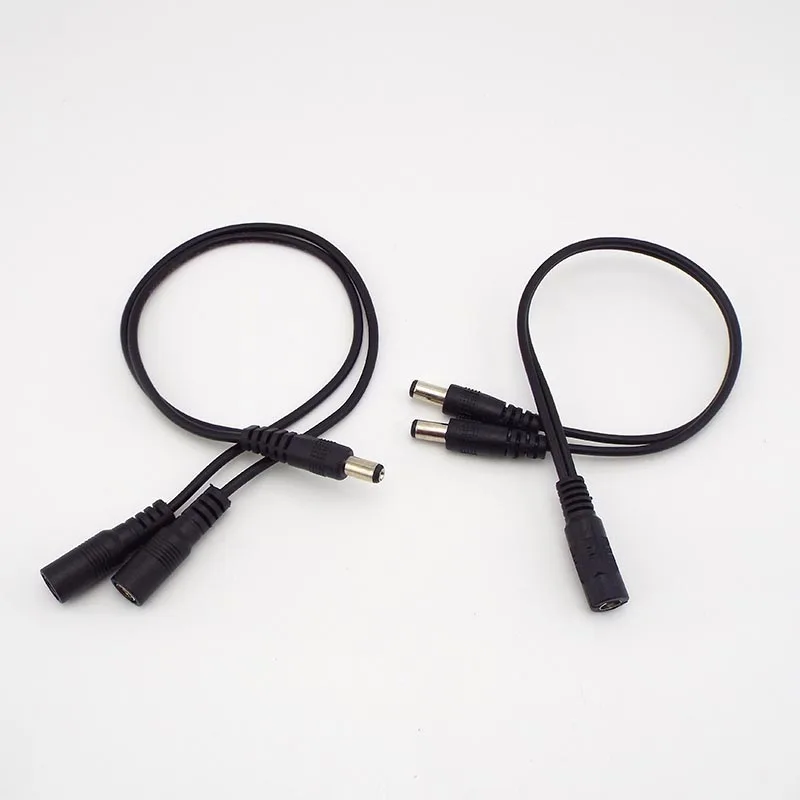 DC 1 male Female to 2 male way Male female cable 5.5x2.1mm Power Splitter connector Plug extension cord for CCTV LED strip light