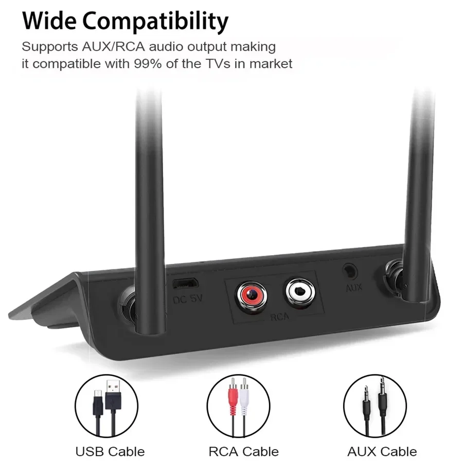 90M Bluetooth 5.0 Transmitter Receiver  Aptx HD LL Low Latency Wireless Audio Adapter 3.5mm AUX RCA Jack for PC TV Headphones view 5