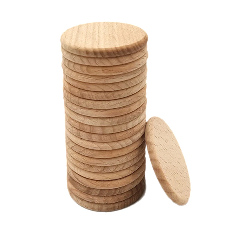 

100pcs 4cm Round Wood Coins, Natural Wood Slices Wood Cutout Circles Chips Tokens Reward Coins, for Crafts Projects, Ornaments