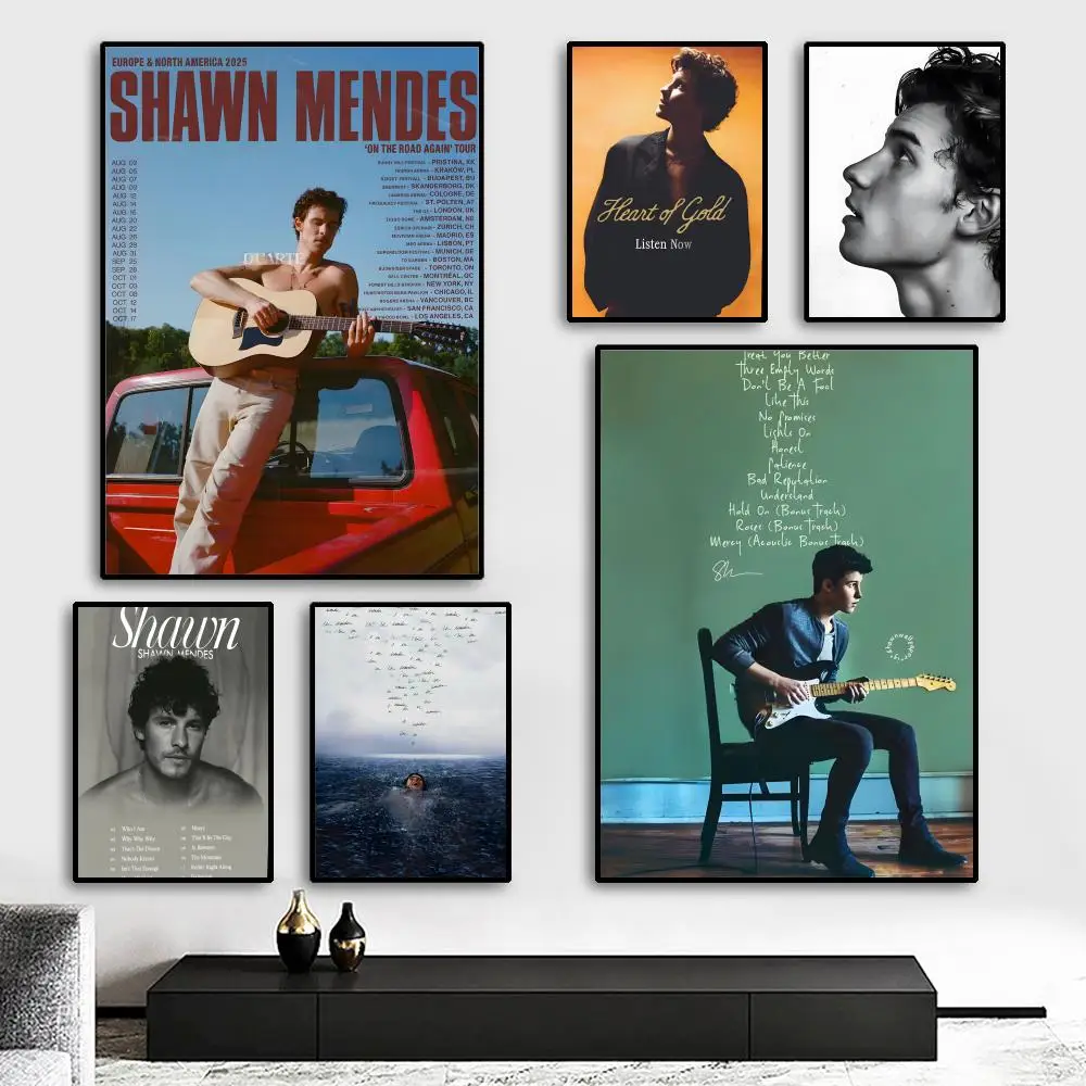 S-Shawn Mendes SINGER Painting Calligraphy HD Canvas Poster living room bedroom bar aesthetic decoration