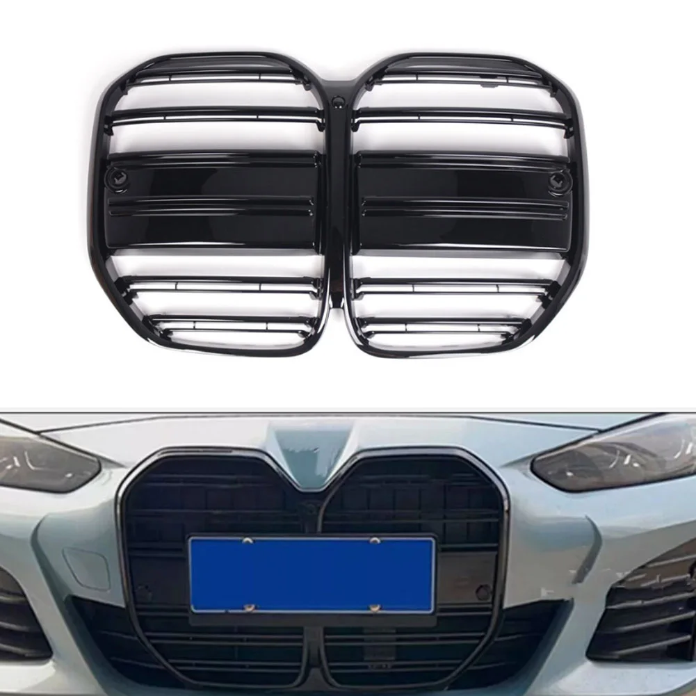 

Car Front Kidney Grille Grill, Double Slats Car Front End Grill Cover Automobile Bumper Grille Compatible For 4 Series G22 G23