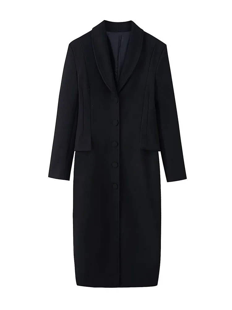 HH امرأة الشتاء التلبيب واحدة الصدر الصلبة طويلة الأكمام تشديد الخصر منتصف طول معطف الإناث معطف التنقل عادية