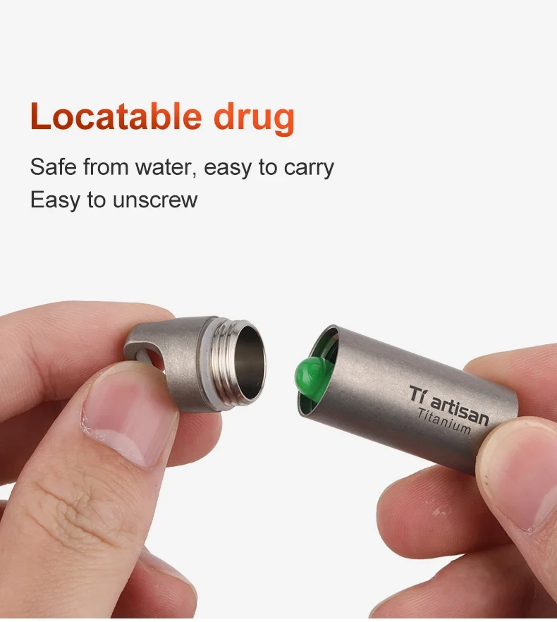 Tiartisan Titan Mini EDC-Werkzeuge Tragbare Versiegelte Medizinflasche für Zuhause und Outdoor Wasserdichte Titan-Pillendose – Detail 6