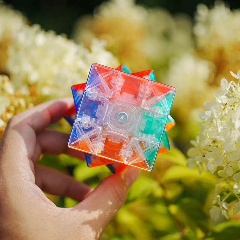Transparent Colored 3X3 Professional Cube Zero Delay Ultra-Fast Turning Magic Cube Puzzle Kid Toy Single Magnetic Fast Silent