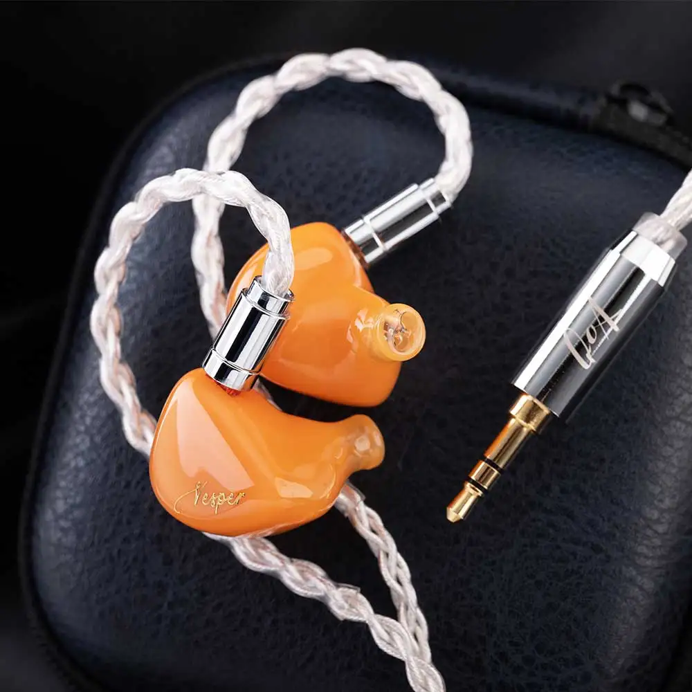 QoA Vesper-2 in Ear Earphone 1DD 1BA Hybrid Driver Monitor HiFi IEMs DJ Music Headphone with 0.78mm 2Pin Cable Earbuds