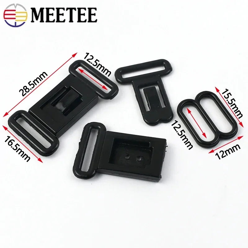 50/100Sets Meetee 12.5mm Plastic Buckles Bra Strap Clip Adjust Clasp Bow Tie Underwear Connect Button Buckle Sewing Accessories