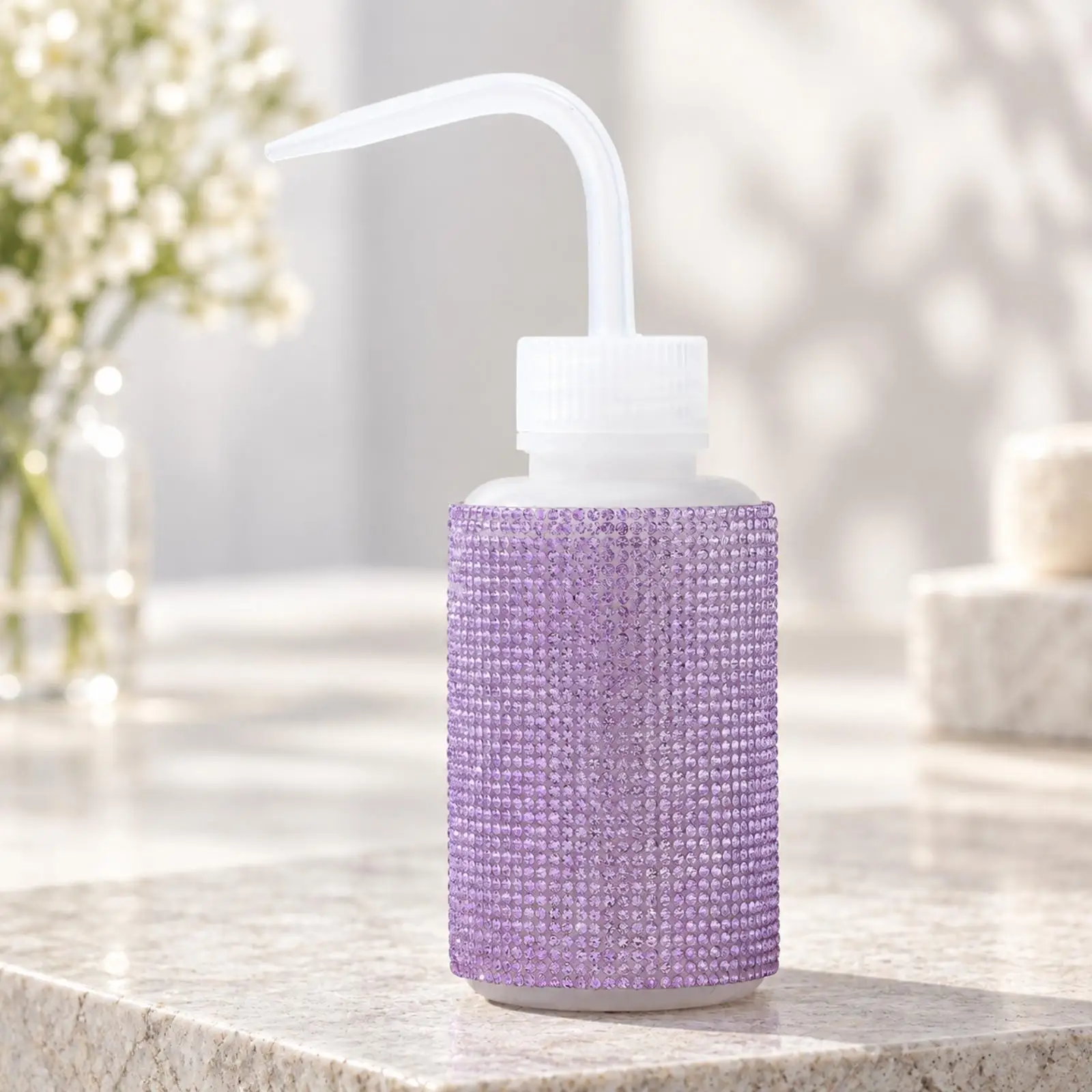 Flexible Bottle with Angled Nozzle Portable Eyelash Cleaning Bottle Beauty Tool Controlled Dispensing Multipurpose