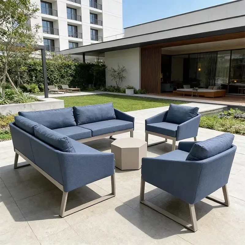 High Quality Villa Hotel Garden Aluminum Modern Outdoor Waterproof Farmhouse Modular Sofa Set