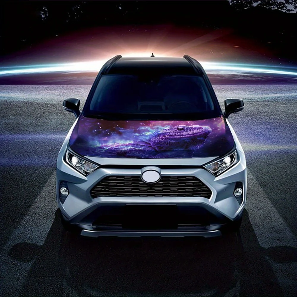 Romantyczna Fioletowa Atmosfera Pod Kameleon, z Elementami, Okleiny Samochodowe, Naklejka na Maskę Silnika, Odporna na Zachlapania, Łatwa w Montażu