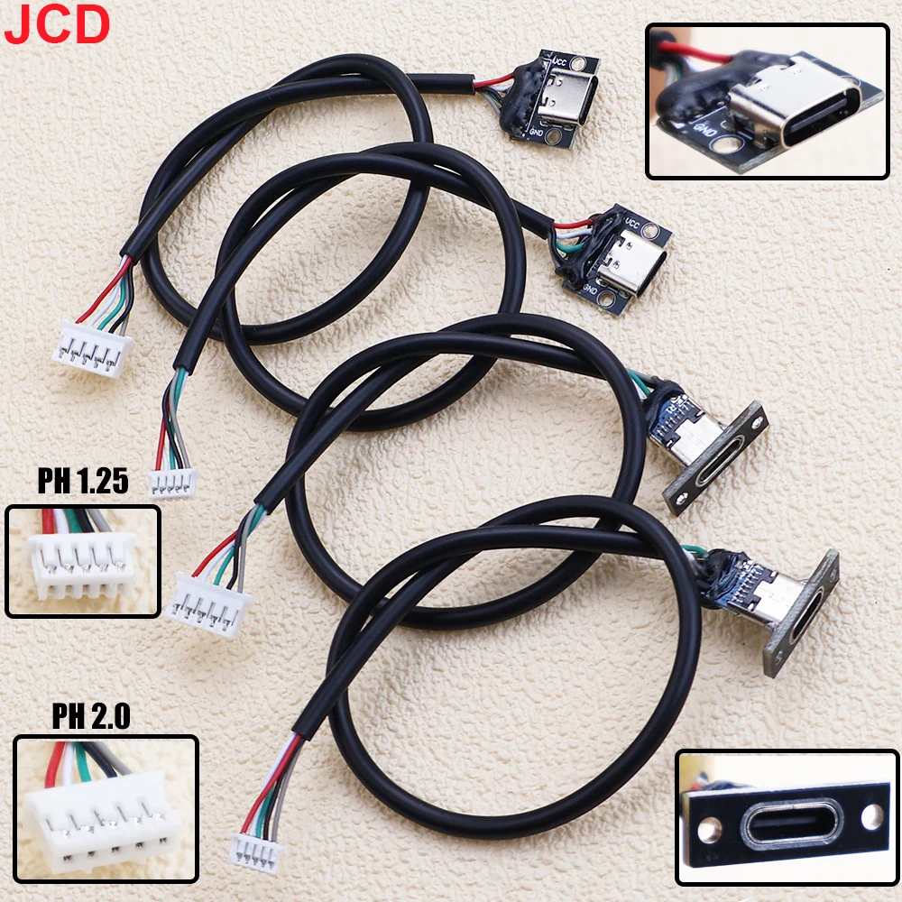 JCD 1PC Mechanical Keyboard Cable Type-C Female 5P Flexible Keyboard Separation Cable 1.25 * 5P/2.0 * 5P Terminal Cable USB C