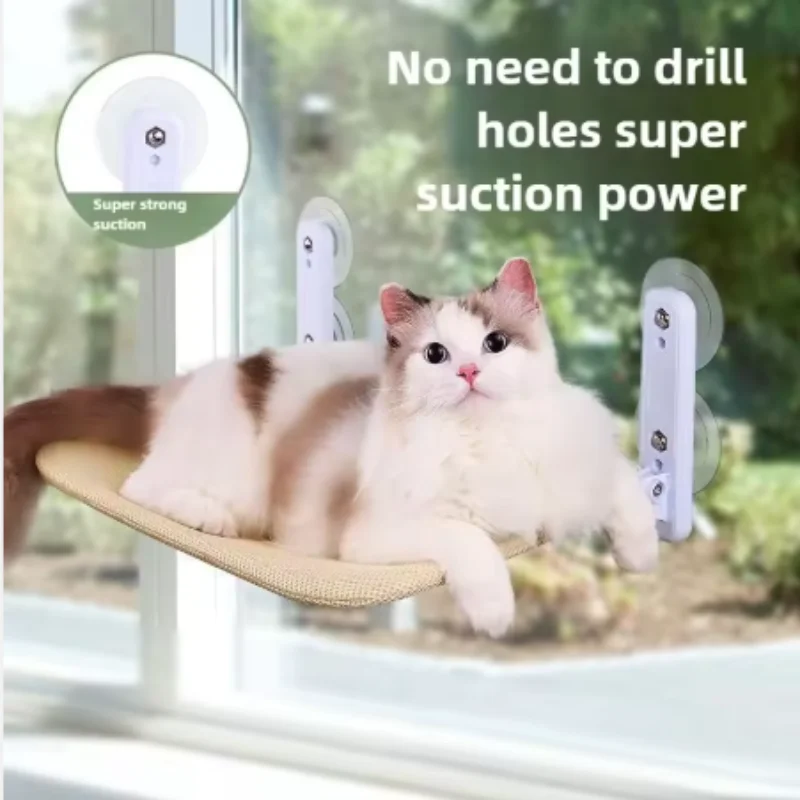 Foldable Cat Window Hammock Suction Cup Glass Balcony Hanging Bed Washable Sturdy Pet Lounge Sunbathing Nest Rest Seat For Cat