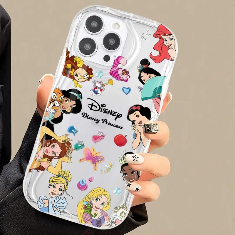 Disney Princess Cute Cover Phone Case for Apple iPhone 13 15 16 Pro Max 14 13 Pro 11 12 14 Plus 15Plus Wave Soft TPU