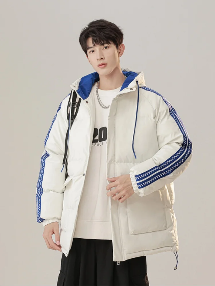 

Утепленная мужская куртка с капюшоном в полоску, цветная, из хлопка, зимняя, теплая, рабочая, молодежная, модная, повседневная, с длинными рукавами