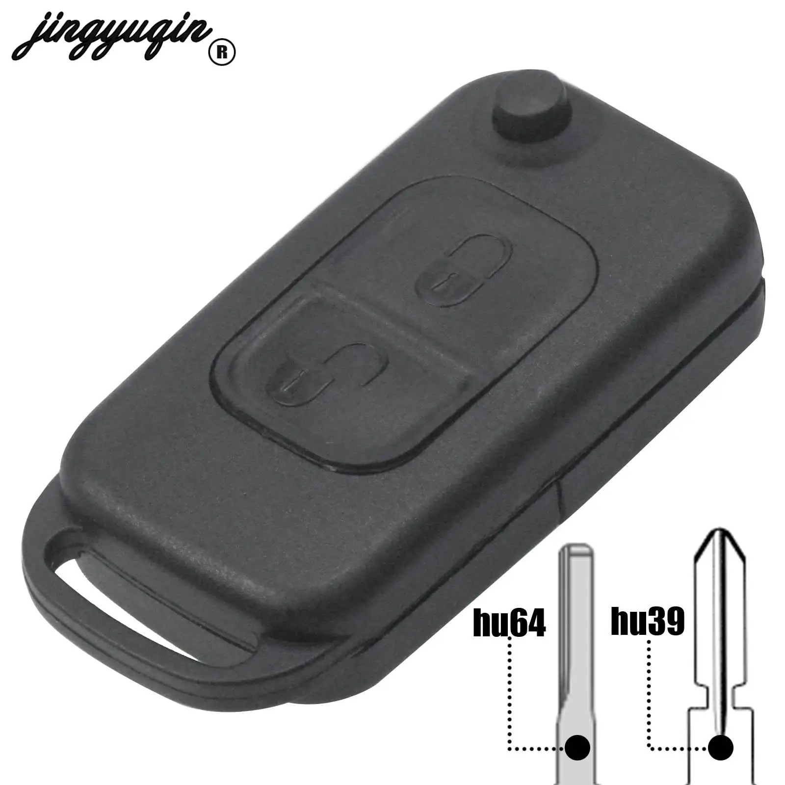 

jingyuqin 2 Button Flip Folding Remote Car Key Shell Case for Mercedes Benz SLK E113 A C E S W168 W202 W203 HU39/HU64 Blade