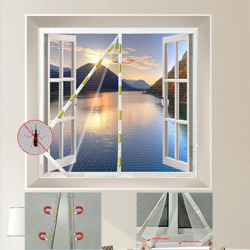 Summer magnetic suction screen window,self installing mosquito proof mesh,self-adhesive curtain, simple invisible screen curtain