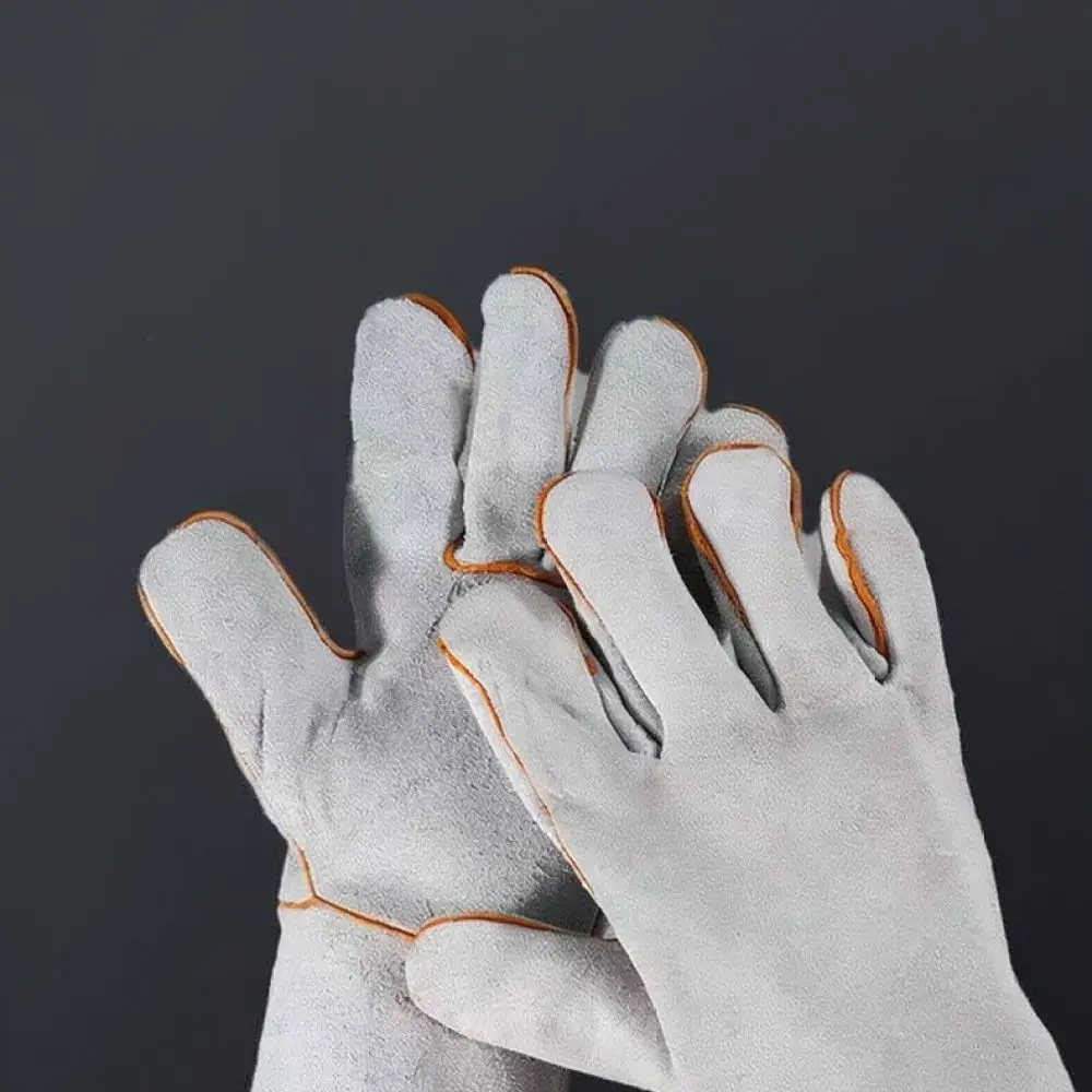 Cowhide Welding Protective Gloves Double Layer Heat Proof Fire Retardant Liner Safety For Laohuojiang Gear