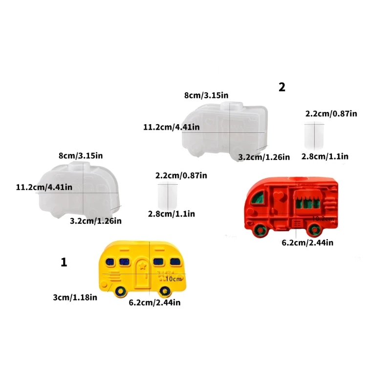 Molde para portavelas autobús fácil liberación, molde silicona multiusos para portavelas DIY y decoraciones yeso