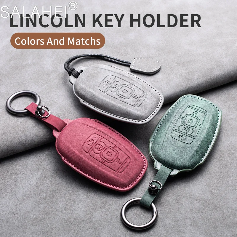 

Leather Car Smart Key Case Cover Protector Holder Shell Fob For Lincoln Continental MKC MKZ Navigator 2017 2018 2019 Accessories