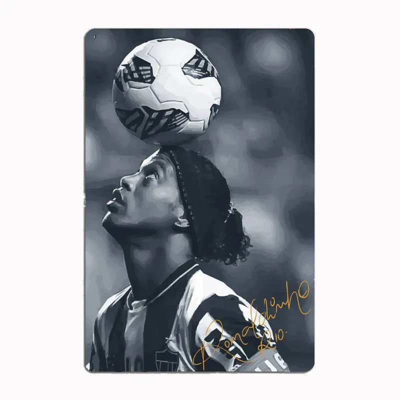 Great Ronaldinho Football Player Poster Metal Sign Spanish Football Clubs Tin Custom Bar Indoor Home Wall Decor Room Decor