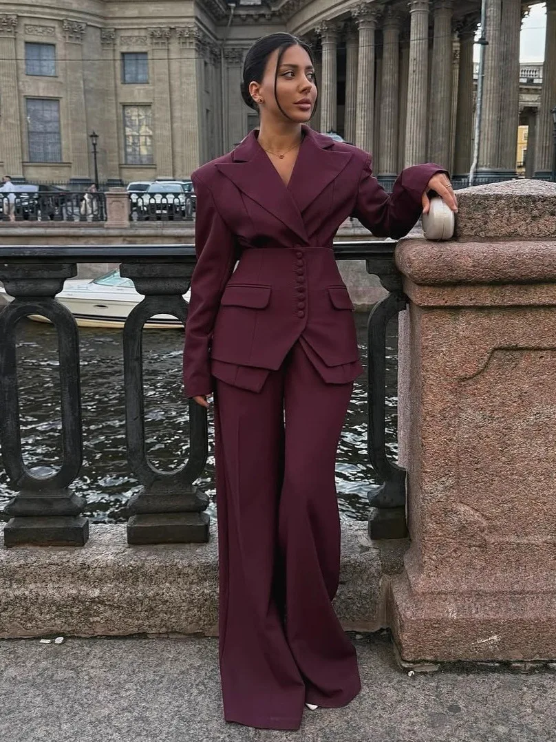 

Faionable Casual Women's Suit Jaet V-Ne Simple Versatile Profional Outerwear Coat Set Ele Quali Polyester Fiber