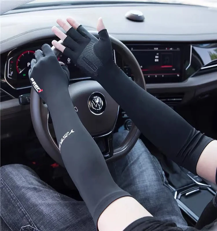 UV-Solar-Armstulpen, lange Manschetten für Radfahren, Männer und Frauen, cooler Sonnenschutz, Motorradfahrer, Fahrhandschuhe, Handabdeckung, Sommer – Detail 7