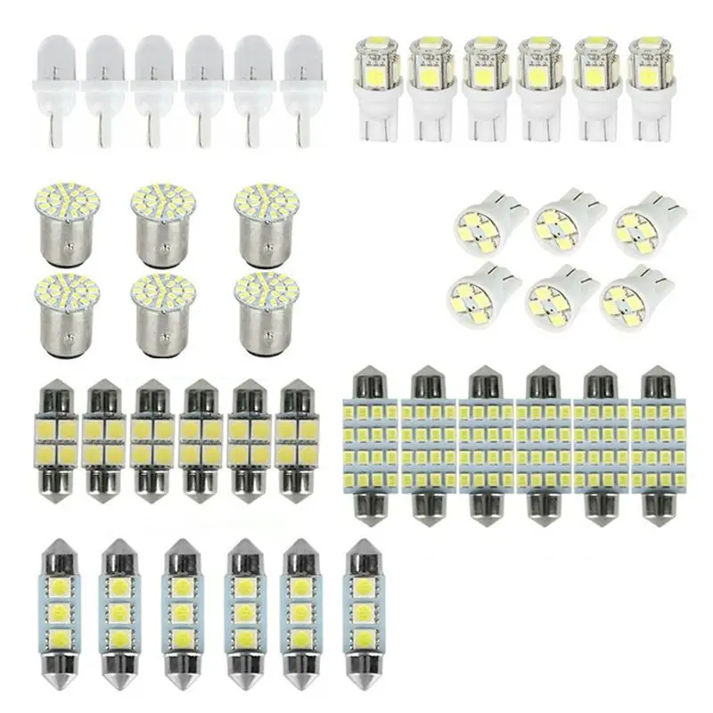 A64Z 42Pcs LED Interior Dome Light Kit T10 6000K SMD License Plate Replacement Lights Package License Plate/Reading Light