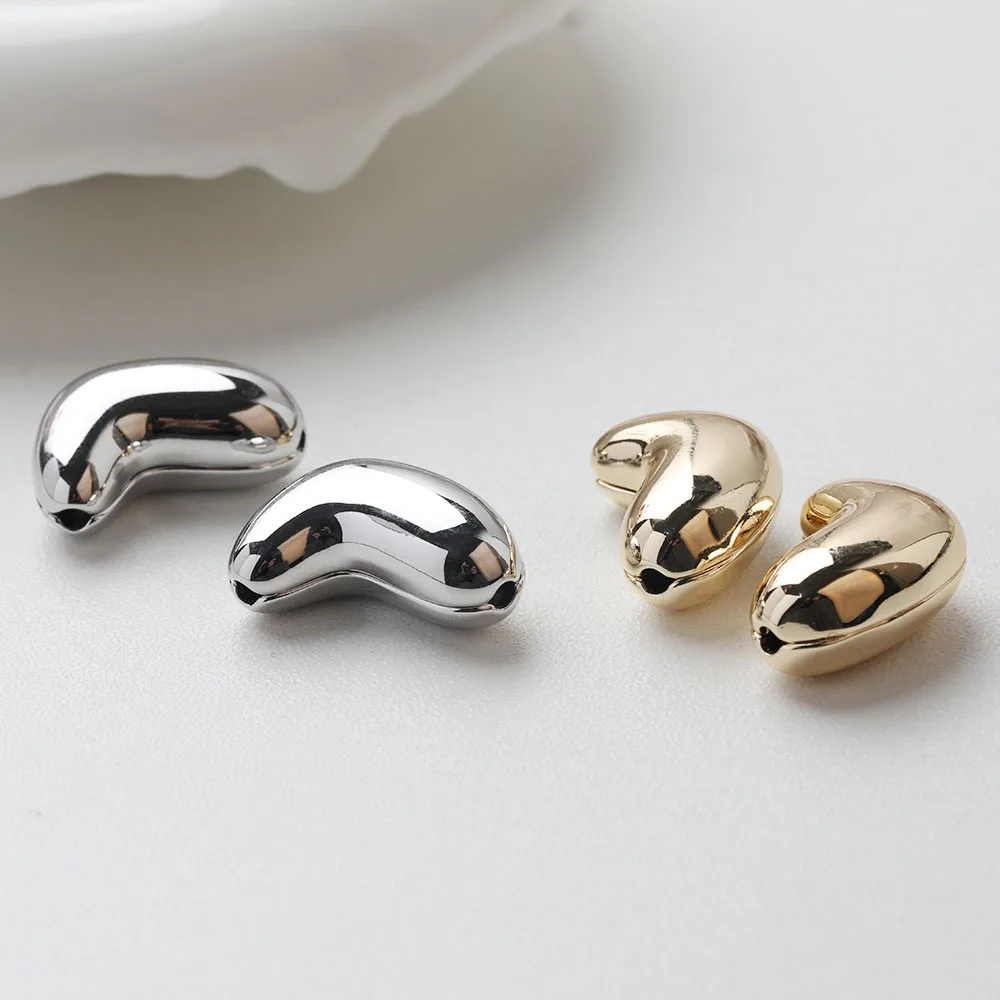 2PCS Dainty Heart Space Beads Jewelry Making Bracelet Necklace Supplies Pendant DIY Brass 14k Gold Plated Accessories