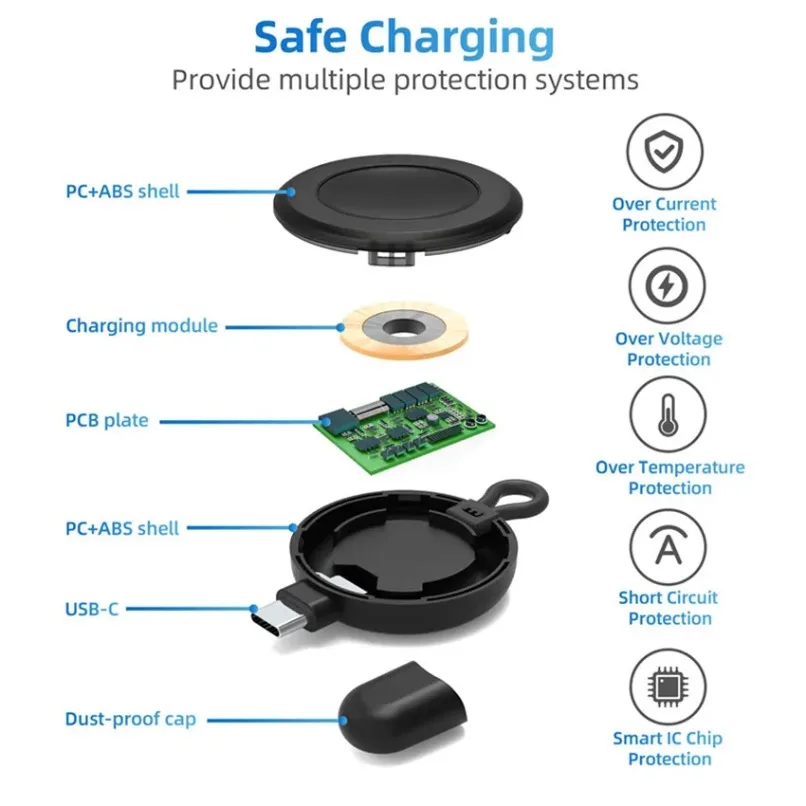 Portable Keychain Watch Wireless Charger Type C Fast Charging Dock for Apple Watch Series Travel Home Office Daily Charging Use view 4