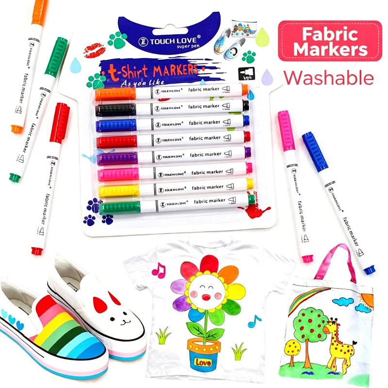 8 colores/juego de rotulador de pintura para tela, ropa, textil, manualidades, camiseta, Graffiti, pigmento, bolígrafo de pintura, papelería escolar y de oficina