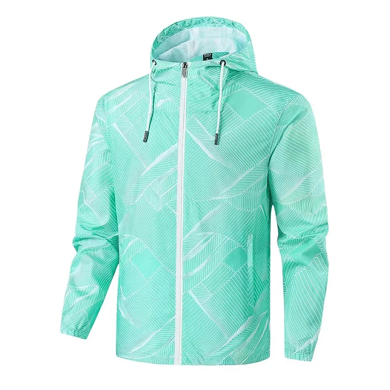 Spring and Autumn New Golf Men's Outdoor Quick drying Sports Jacket Breathable Hooded Printed Windbreaker Casual Thin Coat