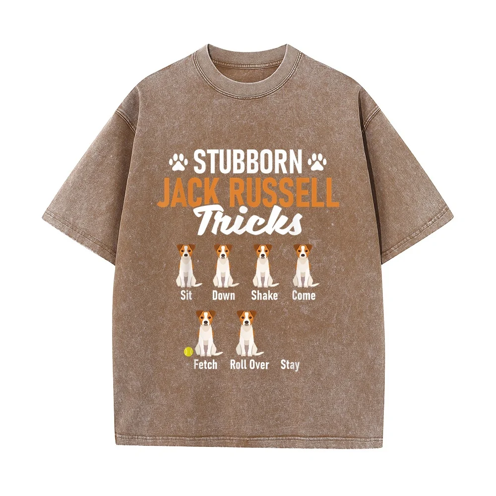 Stubborn Jack Russell Tricks Dog Lover Pet Owner Puppy T-Shirt Unisex Autumn Urban Casual Cotton Tee T Shirt Round Neck Fan