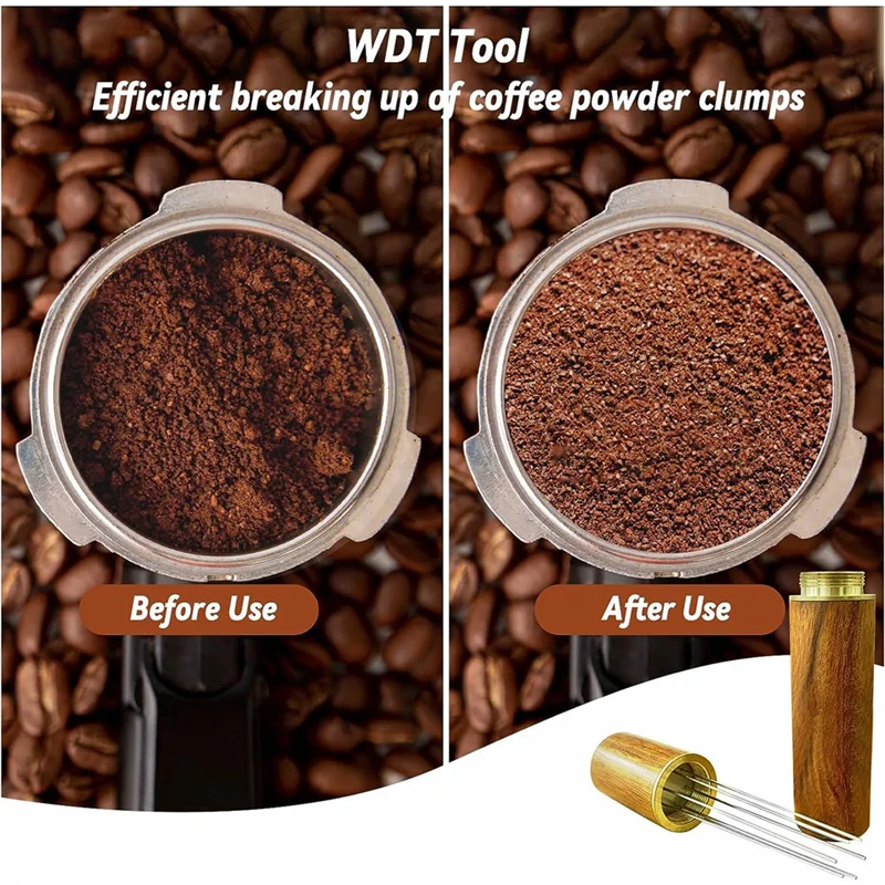 Coffee Espresso Tamper 51mm with WDT Tool Calibrated Spring Loaded, with Silicone Mat, for Espresso Coffee Machine