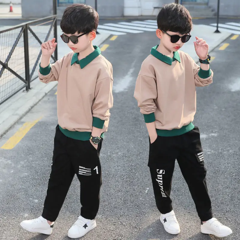 Teenage Boys Clothing Sets Spring Autumn Fashion Hoodie + Pants Sports Children’s Clothes Kids Tracksuit 6 8 10 12 14 Years