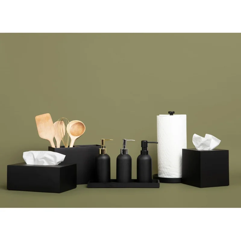 Matte Black Square Tissue Box Cover