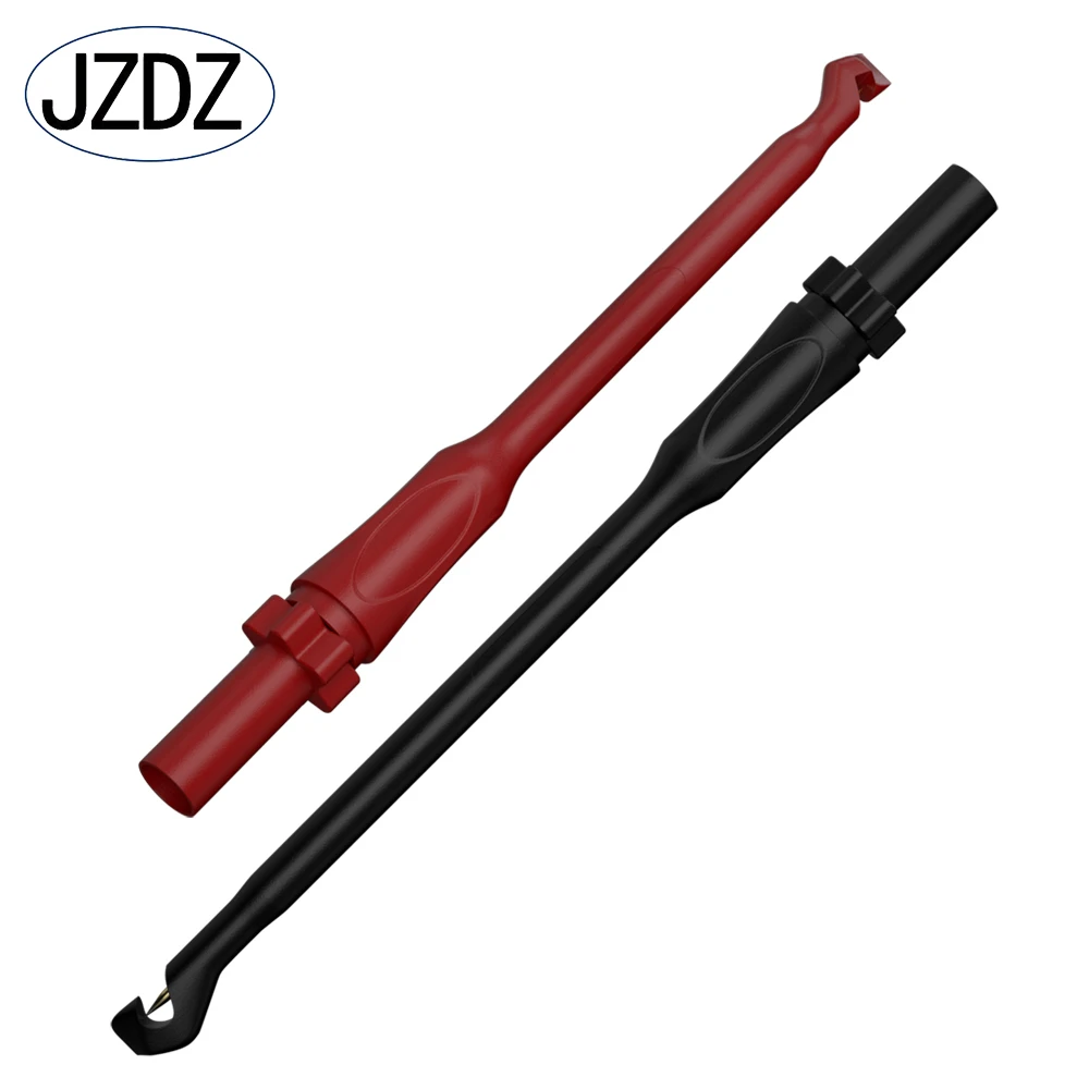 JZDZ 2pcs Test Probe Clip Não-Destrutivo Wire-Piercing Back Probe Pins 4MM Jack Puncture Test Hook Tool Vermelho Preto J.30036