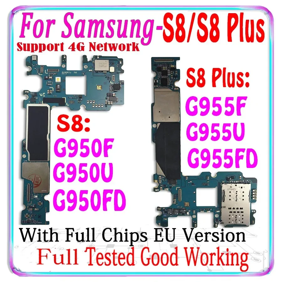 64GB For Samsung Galaxy S8 Plus G955F G955FD G955U S8 G950F G950FD G950U Motherboard Mainboard Android Installed Free Shippin