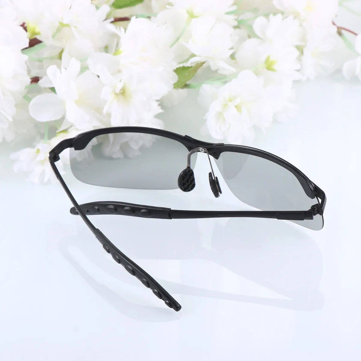 

Мужские велосипедные солнцезащитные очки с изменением цвета линз, черная оправа, поляризационные, для ночной езды, из силикона и нержавеющей стали