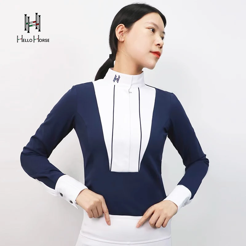Футболка для конного спорта «Hello Horse» с длинными рукавами, весенне-осенняя женская одежда для верховой езды с водной щеткой, одежда для верховой езды, снаряжение для верховой езды, дети и взрослые