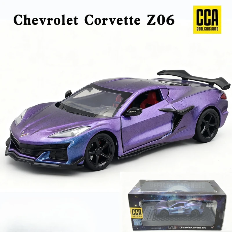 CCA Diecast 1/24 كورفيت Z06 سبيكة سوبر سيارة نموذج مقلد الصوت ضوء لعبة مجموعة السيارات مصغرة Voiture ديكور المنزل #5